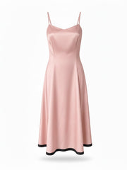 Prada Satin Slip Midi Dress – Pink & Black – Size 44