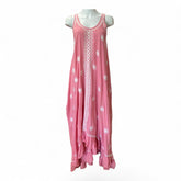 Pranella Embroidered Maxi Dress – Pink & White – Size S/M