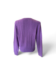 Ralph Lauren Purple Cable-Knit Crewneck Sweater – Size M