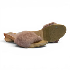 Ras Faux Fur Wooden Clogs – Size 39