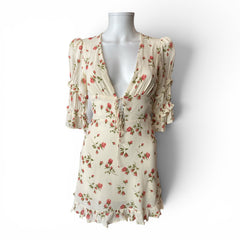 Reformation Alaina Floral Mini Dress – Ivory Rose Print