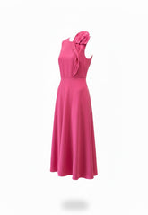 Roland Mouret Floral-Appliqué Cady Midi Dress – Fuchsia