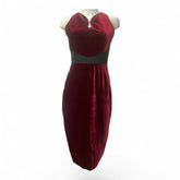 Roland Mouret Burgundy & Black Velvet Midi Dress – UK 10