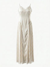 Rotate Birger Christensen Lace-Trim Satin Maxi Dress – Size 38