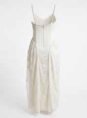 Rotate Birger Christensen Lace-Trim Satin Maxi Dress – Size 38