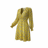 Saloni Eve Yellow Printed Silk Mini Dress – Size US 4