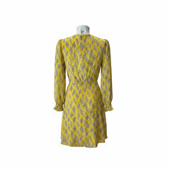 Saloni Eve Yellow Printed Silk Mini Dress – Size US 4