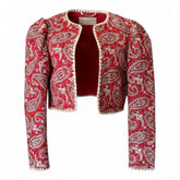 Sea New York Theodora Paisley Quilted Cropped Jacket – Red & White – Size Small