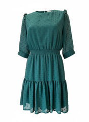 Sessùn Green Swiss Dot Mini Dress – French Bohemian Romantic Dress – Size Small