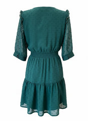 Sessùn Green Swiss Dot Mini Dress – French Bohemian Romantic Dress – Size Small