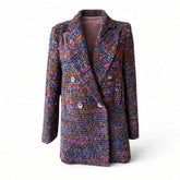 Silvian Heach Oversized Tweed Double-Breasted Jacket – Multicolor – Size 40