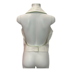 Stefania Vaidani White Vest with Green Trim – Medium