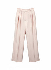 The Frankie Shop Tansy Fluid Trousers – Light Pink Pinstripe Wide-Leg Pants – Size Small