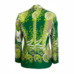 True Royal Green Paisley Print Tailored Blazer - IT 42