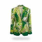 True Royal Green Paisley Print Tailored Blazer - IT 42