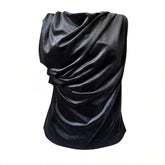 Twenty 29 Black Velvet Draped Sleeveless Blouse – Size M