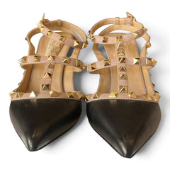 Valentino Garavani Rockstud Caged Leather Pumps – Black & Beige – Size 39