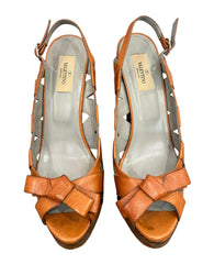 Valentino Garavani Brown Leather Wedge Sandals – Size EU 40