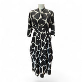 Valentino Printed Cotton & Silk Giraffe Midi Dress with Belt – Size 50