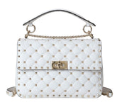 Valentino Garavani Rockstud Spike White Leather Top Handle Bag