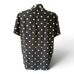Valentino Polka Dot Tie-Neck Short-Sleeve Blouse – Black & White – Size 48