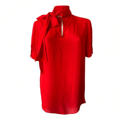 Valentino Red Silk Tie-Neck Blouse – Size 40