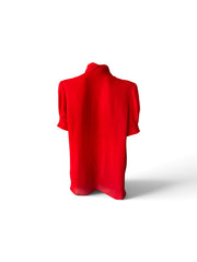Valentino Red Silk Tie-Neck Blouse – Size 40