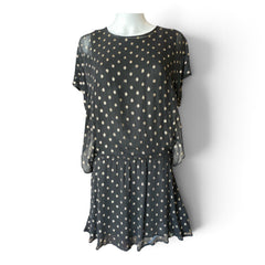 Vanessa Bruno Gold Polka Dot Mini Dress – Black – Size 36