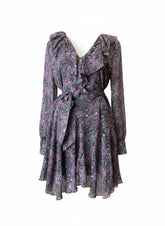 Vassia Kostara Paisley Silk Wrap Dress with Belt – Size S/M
