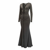 Vassia Kostara Black Long-Sleeve Maxi Dress – Size Small