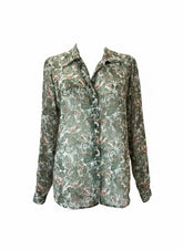 Vassia Kostara Printed Blouse, Green Tones - Size Small