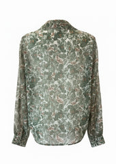 Vassia Kostara Printed Blouse, Green Tones - Size Small