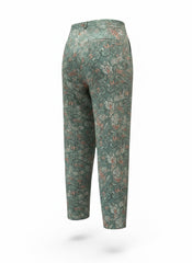 Vassia Kostara Capri Pants, Green Floral Print - Size Small