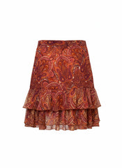 Vassia Kostara Paisley Mini Skirt, Red - Size Medium