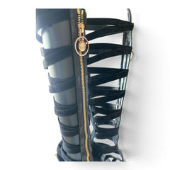 Versace Resort 2015 Black Suede Gladiator Knee-High Boots – Size 41