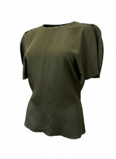 Victoria Beckham Silk Blend Blouse – Dark Green