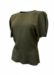 Victoria Beckham Silk Blend Blouse – Dark Green