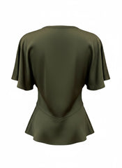 Victoria Beckham Silk Blend Blouse – Dark Green