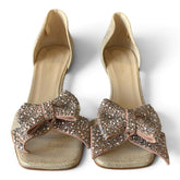Von Lowenstein Crystal Bow D'Orsay Sandals – Gold – Size 39