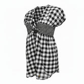 Yves Saint Laurent Black and White Gingham Empire Waist Top