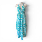 Yazz Floral Maxi Dress – Turquoise & White – Size 2