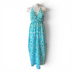 Yazz Floral Maxi Dress – Turquoise & White – Size 2
