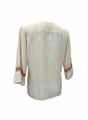 Zeus + Dione Off-White & Burgundy Blouse – Size 38
