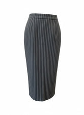 Zeus + Dione Black Linen Pinstripe Pencil Skirt – Size 40