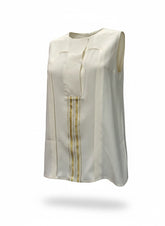 Zeus + Dione Off-White Sleeveless Top with Gold Detail – Size 38