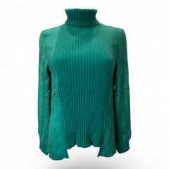 Zeus + Dione Green Ribbed Turtleneck Top – Size 36