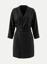 Zoek Black Embroidered Kimono with Belt – Size One Size