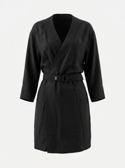Zoek Black Embroidered Kimono with Belt – Size One Size