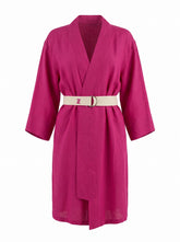 Zoek Fuchsia Embroidered Kimono with Belt – Size One Size