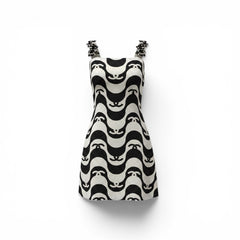 Chanel 21P Silk Dress CC Wave Print Ecru Black – Size 36 | Iconic Collector Piece